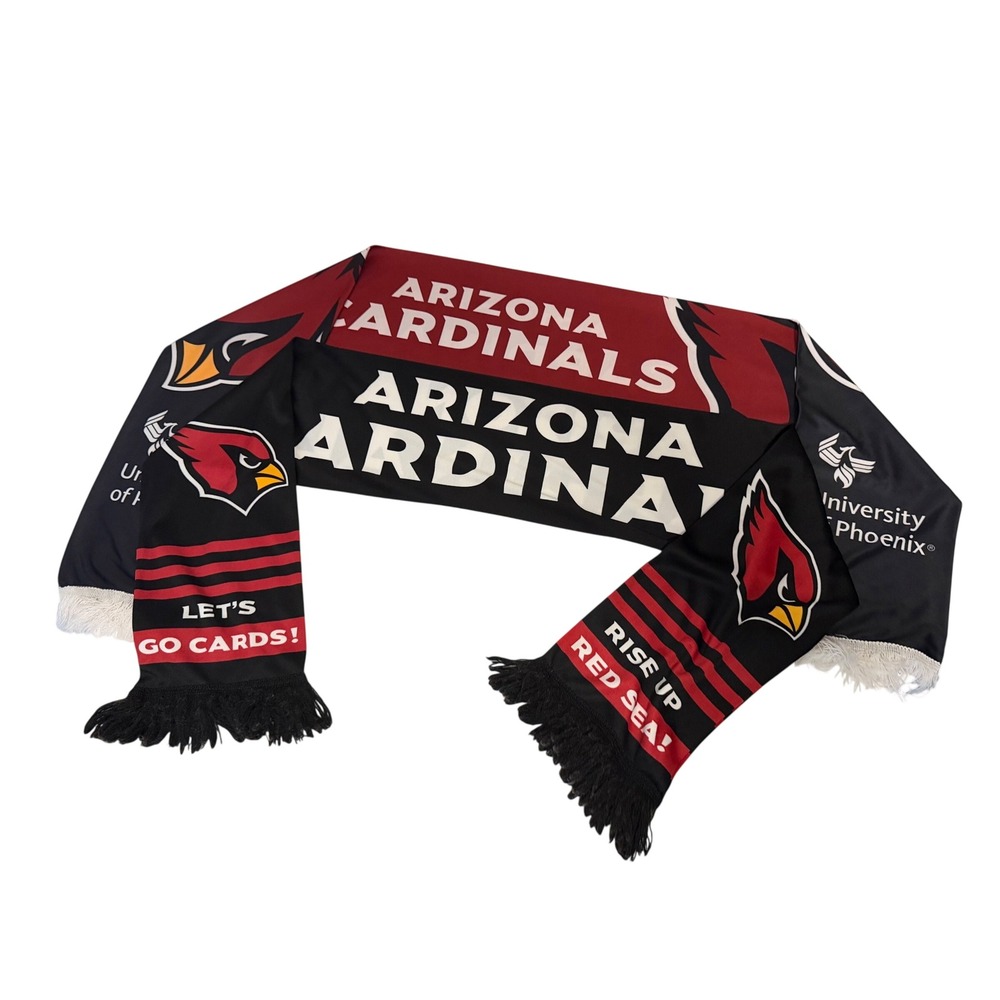 2 Arizona Cardinals NFL Fan Scarf Red Black Rise Up Red Sea 60x7.5